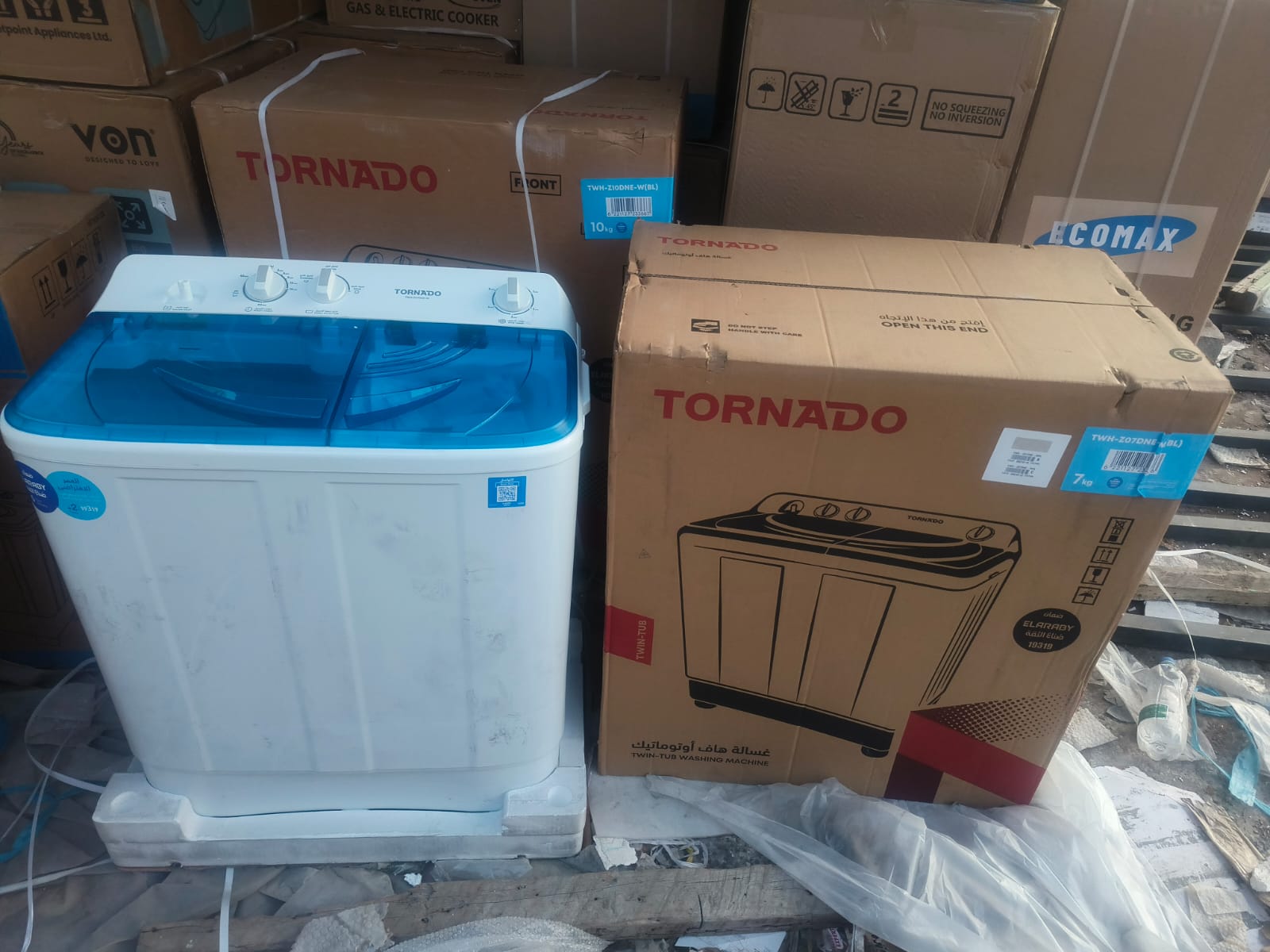 🚨🚨🚨 HOT DEAL 🚨🚨🚨 - 1 PC 12KG Tornado Twin Tub Washing Machine Powerful Wash Spin Dry Durable Large Family Home Appliance