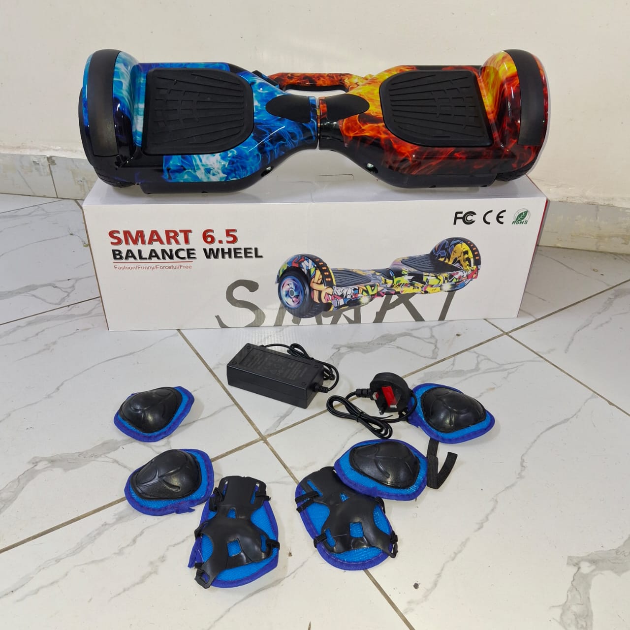 🌟 PREMIUM OFFER 🌟 - 1 pc 6.5" Smart Hoverboard with Safety Guards, Adapter Charger, Bluetooth Connectivity, Stylish & Fun Ride at Low Price 🚀🔥