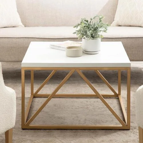 Wendo Modern Coffee Table – 60x60cm Square MDF Top with Metal Frame for Stylish Living Rooms in Kenya