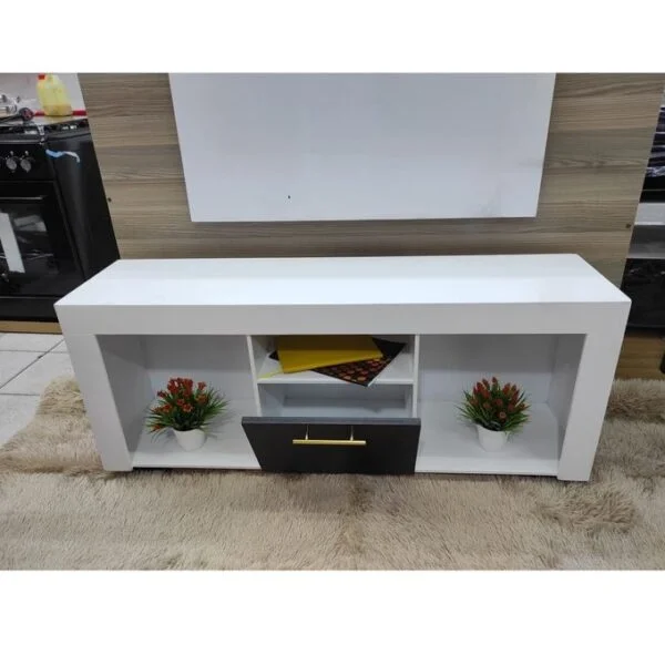 Amsterdam 4FT Modern TV Stand – White & Black Finish, Fits up to 55” TV, Sleek Compact Media Unit for Stylish Kenyan Homes