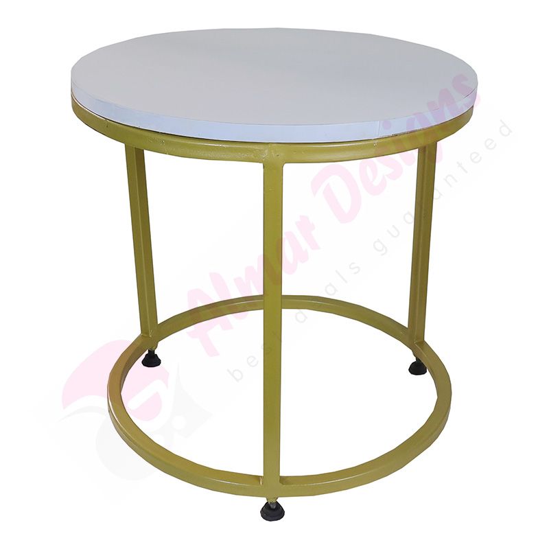 Nobel Round Coffee Table – 48cm MDF Top with Gold Metal Frame for Elegant Living Rooms in Kenya