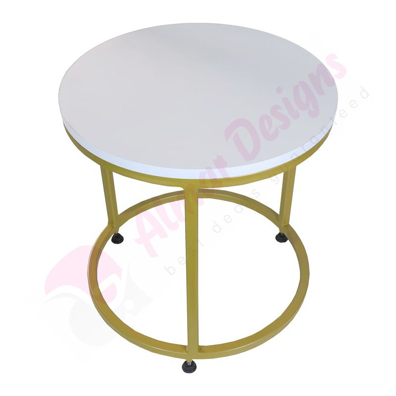Nobel Round Coffee Table – 48cm MDF Top with Gold Metal Frame for Elegant Living Rooms in Kenya