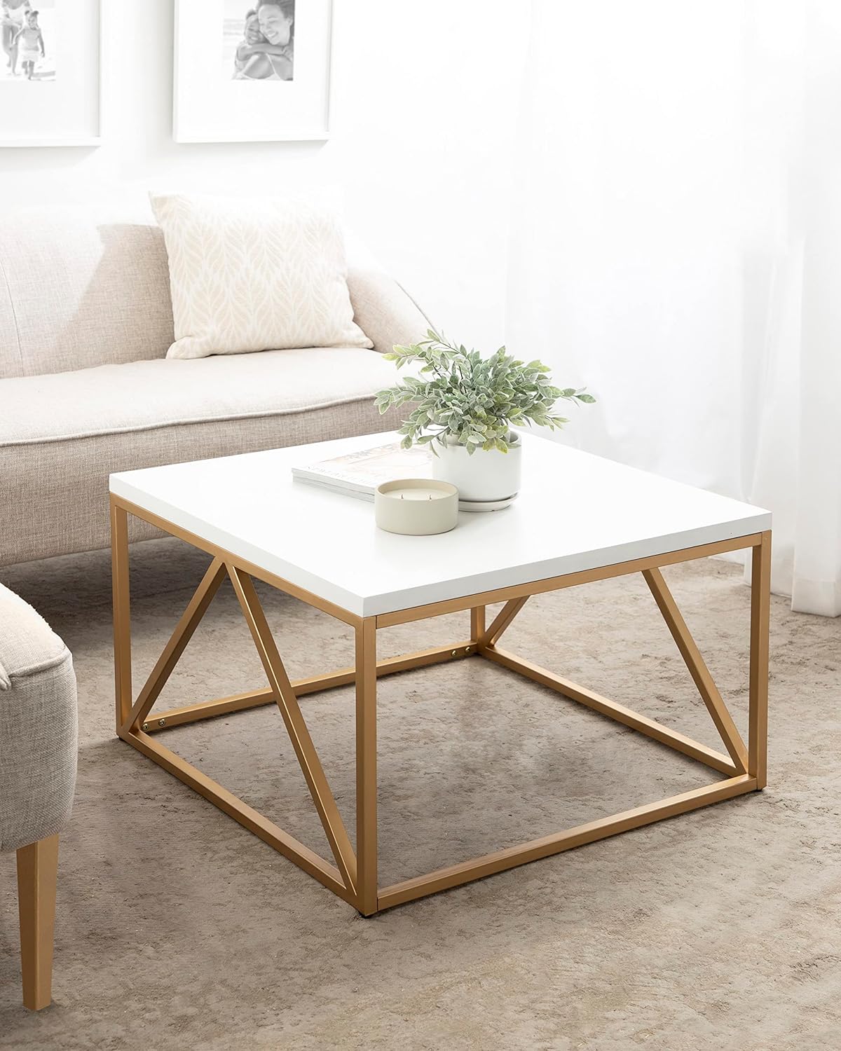 Wendo Modern Coffee Table – 60x60cm Square MDF Top with Metal Frame for Stylish Living Rooms in Kenya
