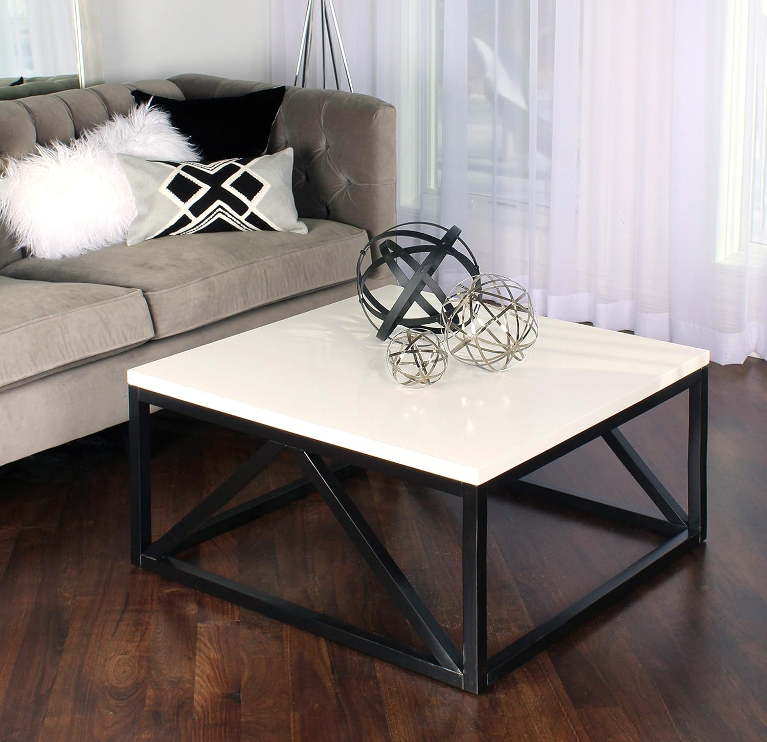 Wendo Modern Coffee Table – 60x60cm Square MDF Top with Metal Frame for Stylish Living Rooms in Kenya
