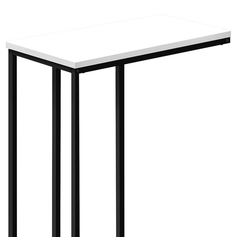 Sasha C-Shaped Side Table – Portable White Top with Black Metal Frame for Sofa, Bedside, Laptop & Snack Use in Kenya