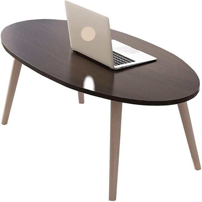 Shee Nordic Oval Coffee Table – Black MDF Top with Wooden Legs for Modern Living Rooms in Kenya
