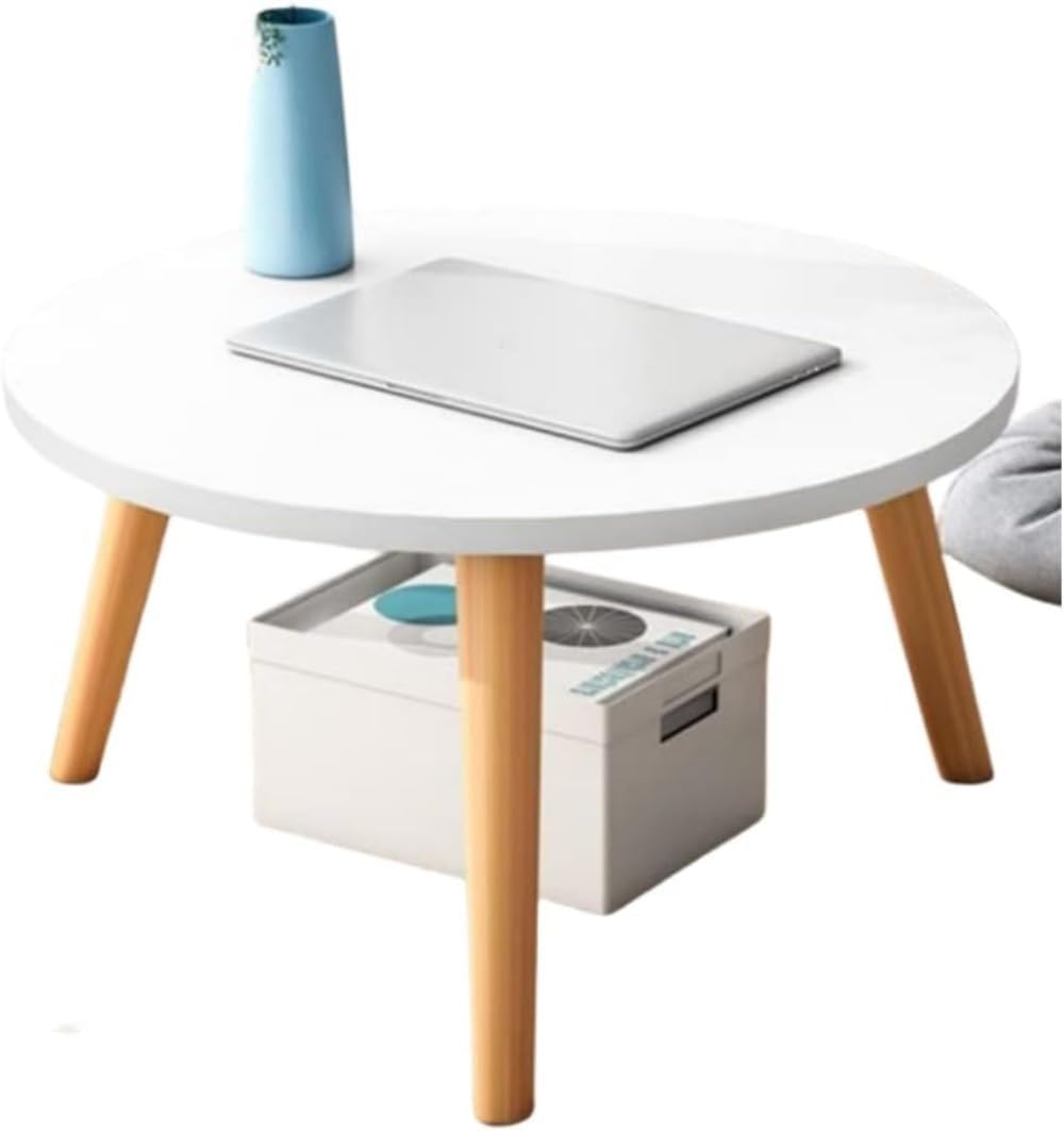 Shee Round Coffee Table – 48cm MDF Top with Wooden Legs for Modern Minimalist Living Rooms in Kenya