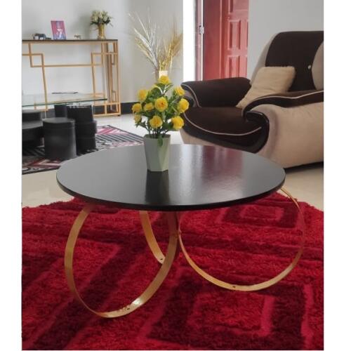 Sienna Round Coffee Table – 70cm MDF Top with Unique Metal Ring Base for Stylish Modern Living Rooms in Kenya