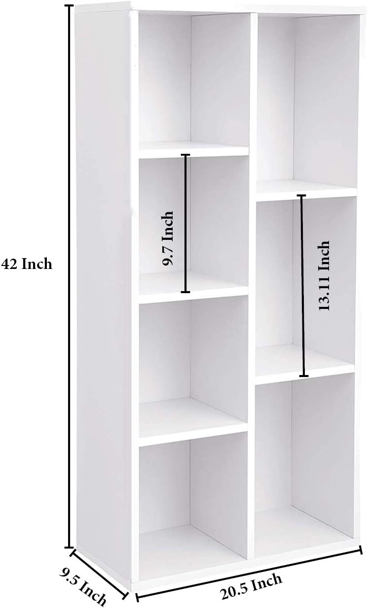 Subra White Bookshelf – Multi-Tier Bookcase & Storage Rack for Home or Office Décor
