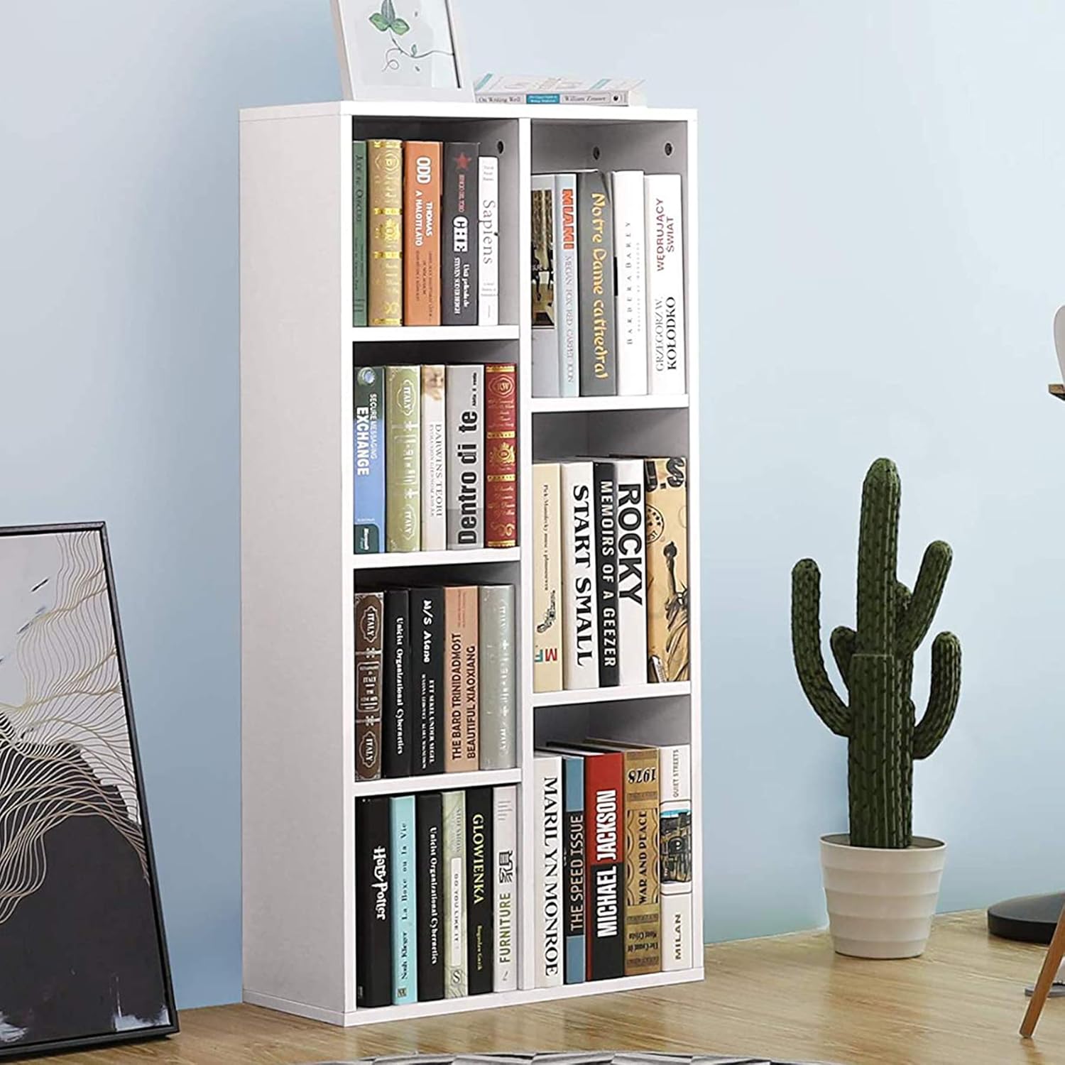 Subra White Bookshelf – Multi-Tier Bookcase & Storage Rack for Home or Office Décor
