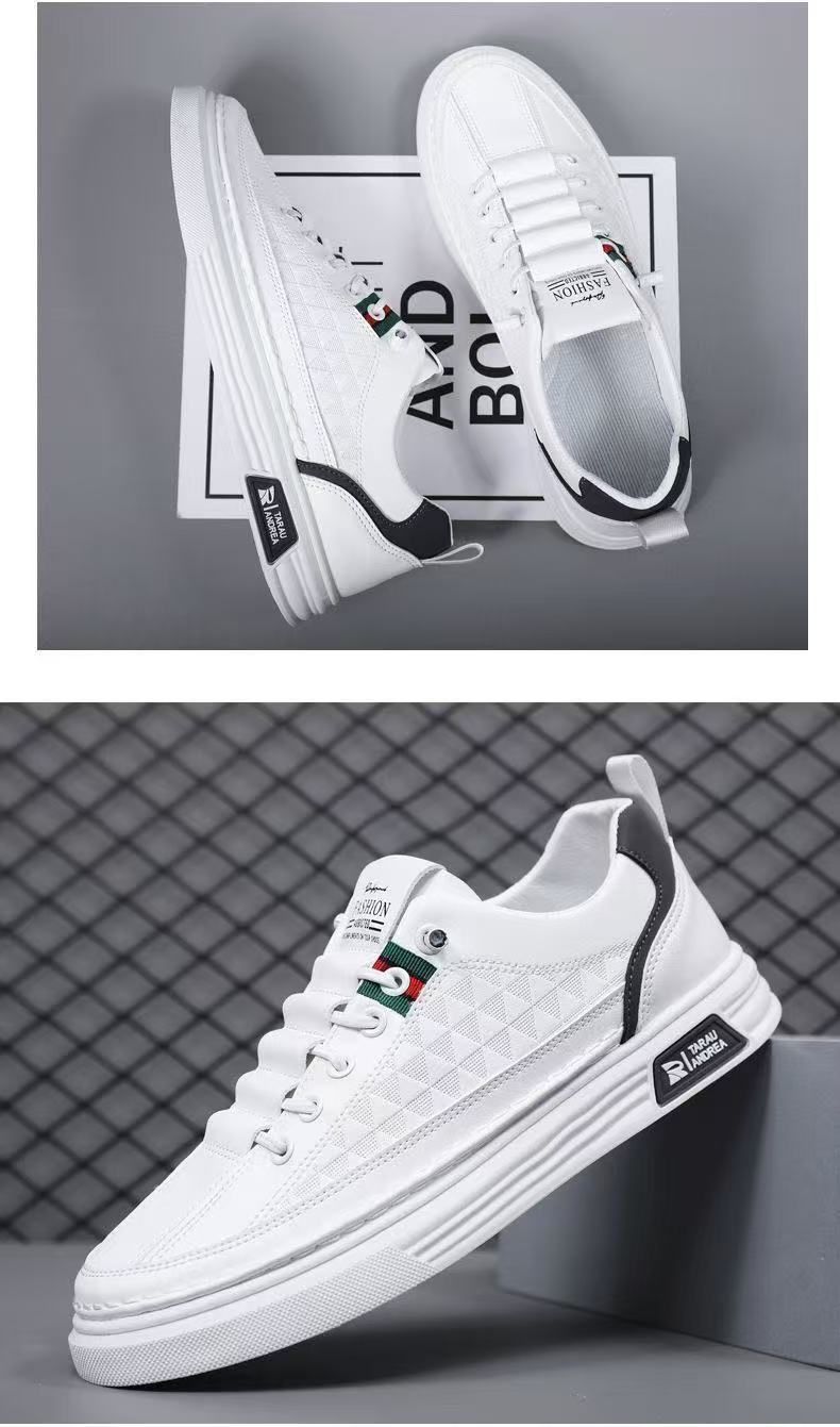 【Hot Sale】FEELING New Trendy Men's Sneakers - Fashionable White Flat Shoes Breathable Casual Shoes for Students