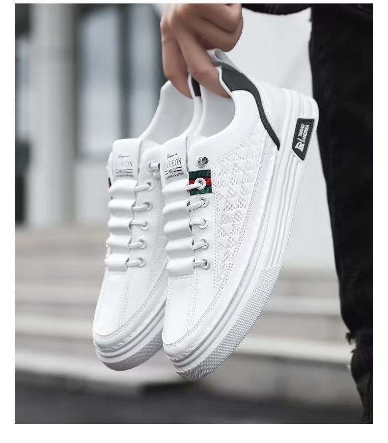 【Hot Sale】FEELING New Trendy Men's Sneakers - Fashionable White Flat Shoes Breathable Casual Shoes for Students