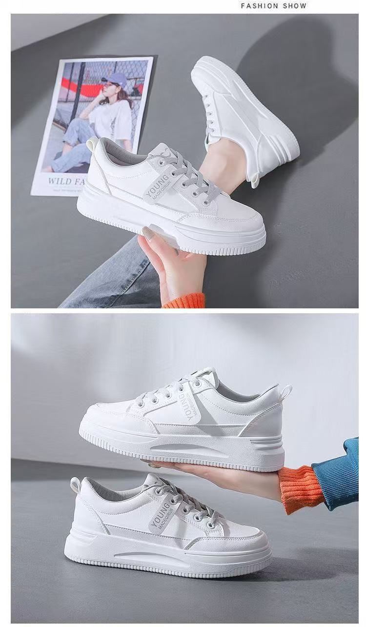 【Best Seller】FEELING New Fashion White Sneakers, High-Quality PU Leather Women's Shoes, Casual Sneakers, Student Shoes