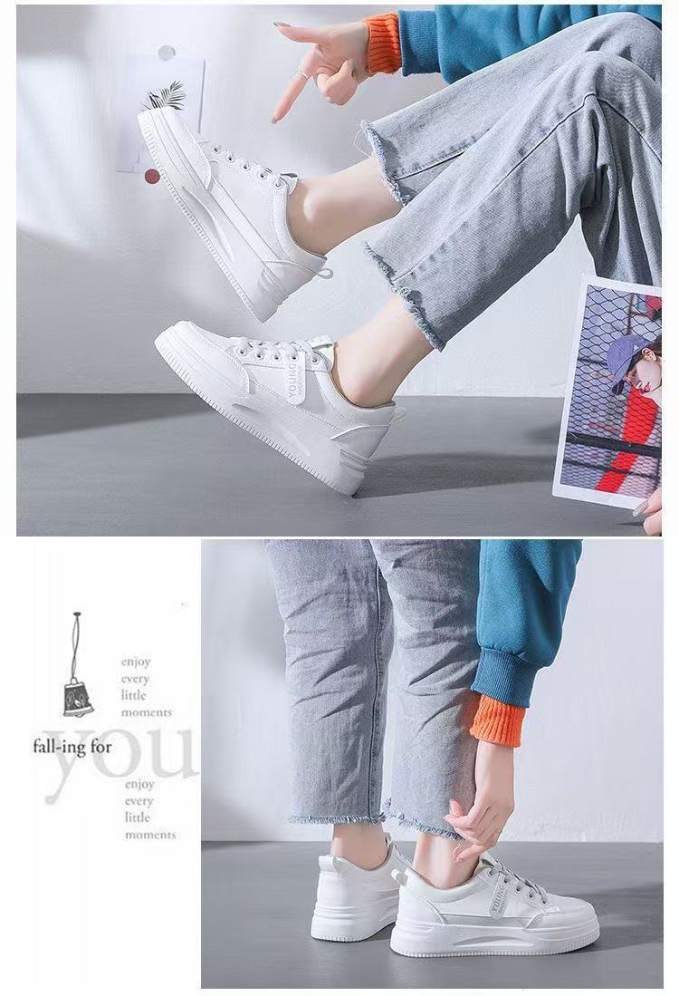 【Best Seller】FEELING New Fashion White Sneakers, High-Quality PU Leather Women's Shoes, Casual Sneakers, Student Shoes