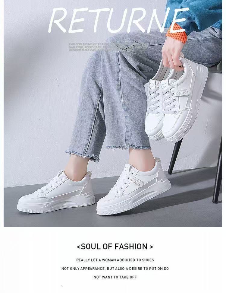 【Best Seller】FEELING New Fashion White Sneakers, High-Quality PU Leather Women's Shoes, Casual Sneakers, Student Shoes