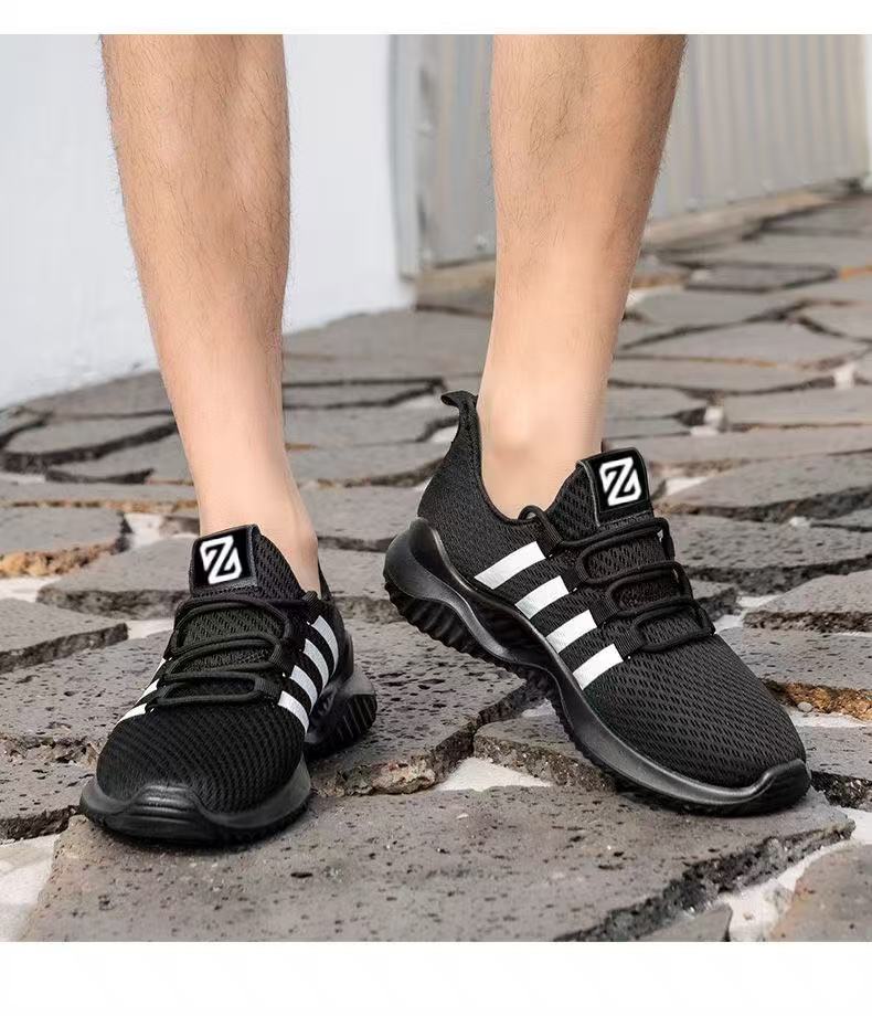 FEELING New Trendy Men's shoes Breathable Mesh Sports Shoes  Lightweight Running Sneakers for Men Classic Black & White Casual Athletic Footwear
