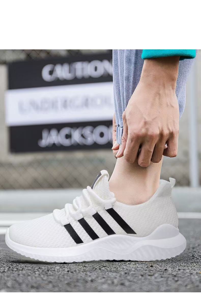 FEELING New Trendy Men's shoes Breathable Mesh Sports Shoes  Lightweight Running Sneakers for Men Classic Black & White Casual Athletic Footwear