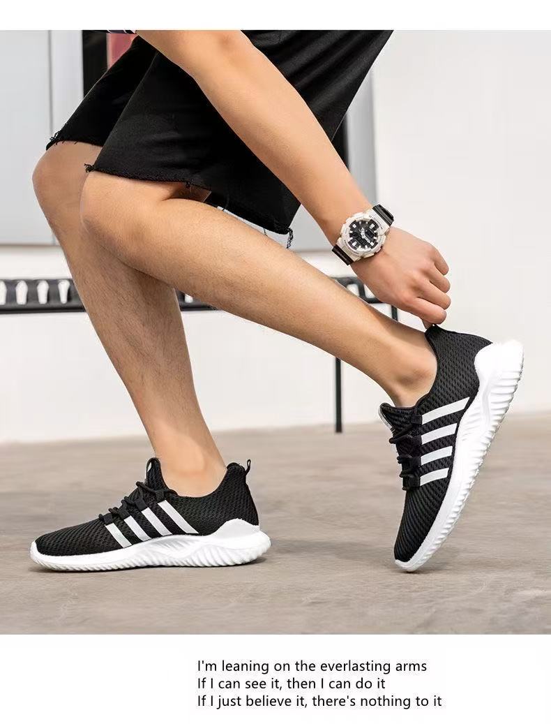 FEELING New Trendy Men's shoes Breathable Mesh Sports Shoes  Lightweight Running Sneakers for Men Classic Black & White Casual Athletic Footwear
