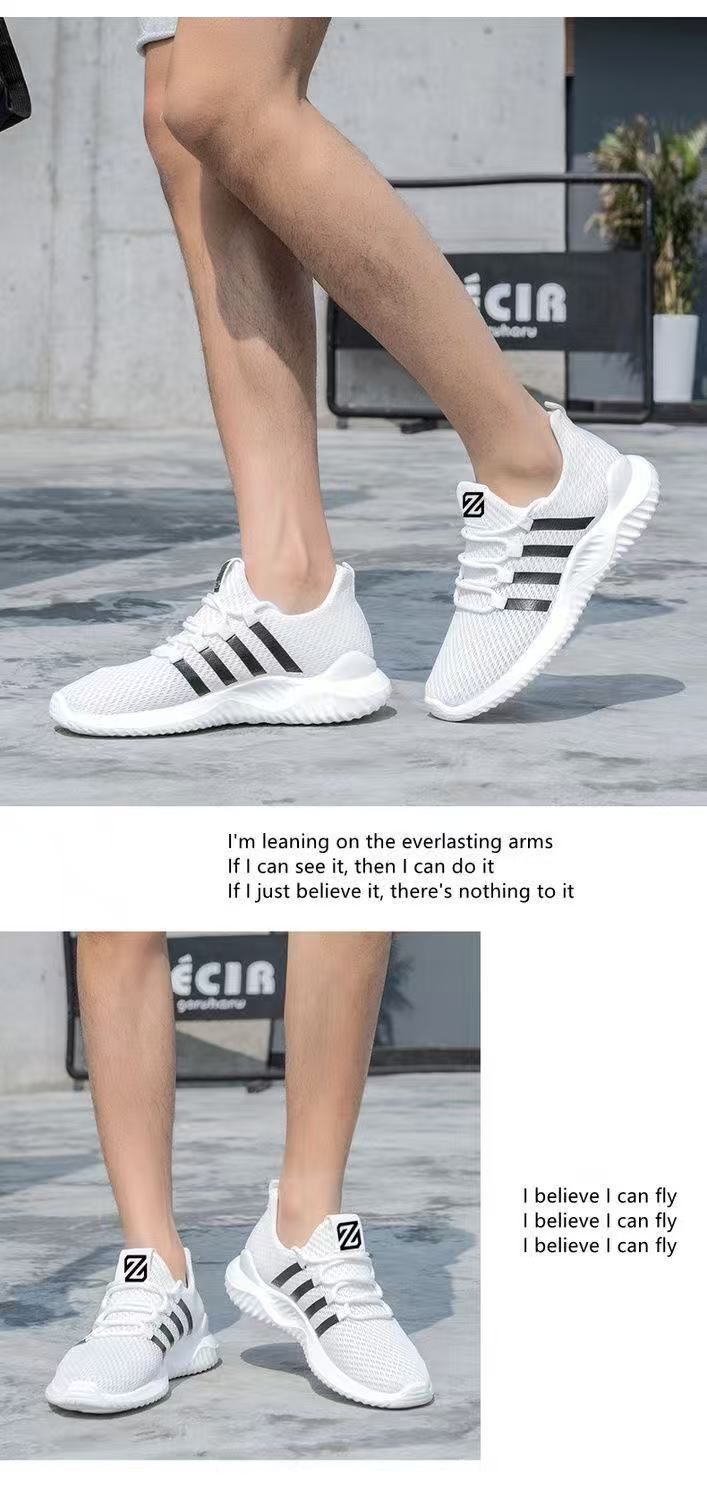 FEELING New Trendy Men's shoes Breathable Mesh Sports Shoes  Lightweight Running Sneakers for Men Classic Black & White Casual Athletic Footwear