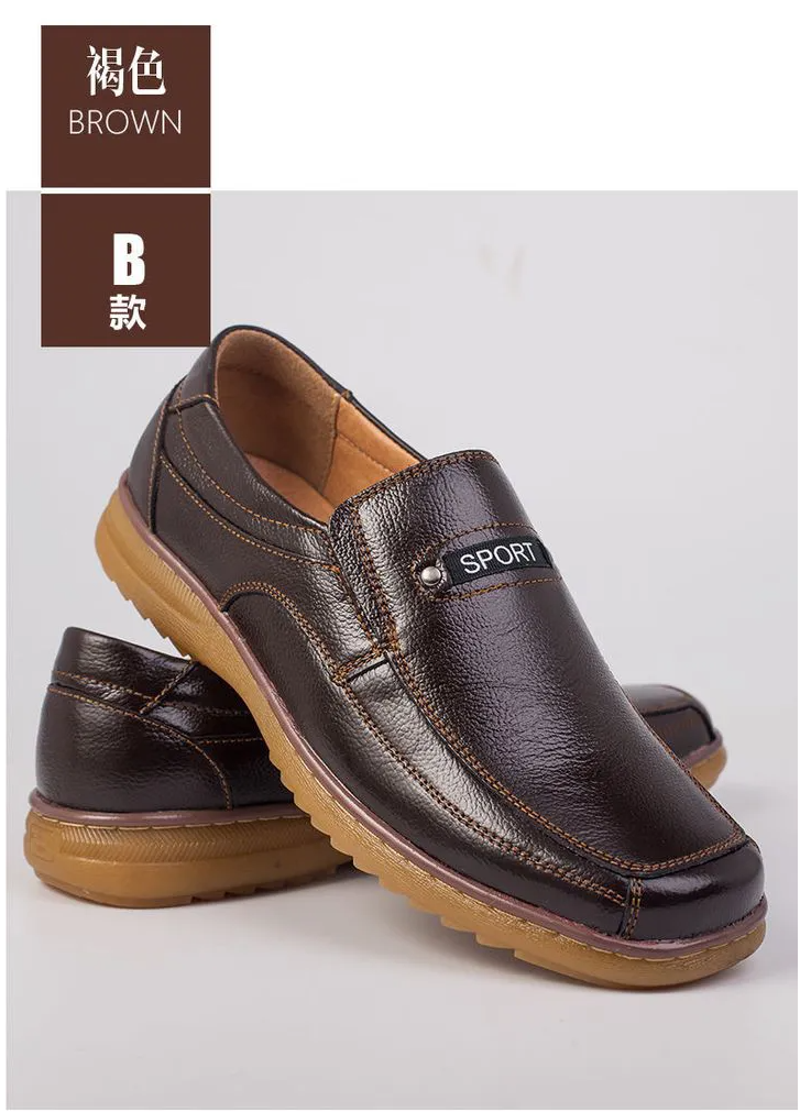 FEELING [New·Hot Sale] Size 40-45 Hot Sale First Layer Cowhide Calf Leather Men's Loafer Men's Business Cas Leather Shoes