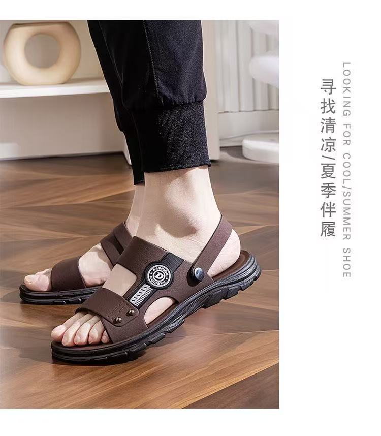 FEELING Sizes 40-46 【New Hot Selling】 Men's Sports Beach Shoes, PVC Material, Thick Sole, Rubber Sandals, Wear-resistant, Slip-resistant, and Waterproof