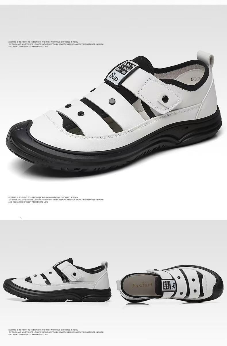 FEELING [New Hot Selling] Men's Sandals Microfiber Leather Closed-Toe Hollow-Out Sandals Outdoor Shoes Casual Shoes Wading Shoes Driving Shoes Work Shoes