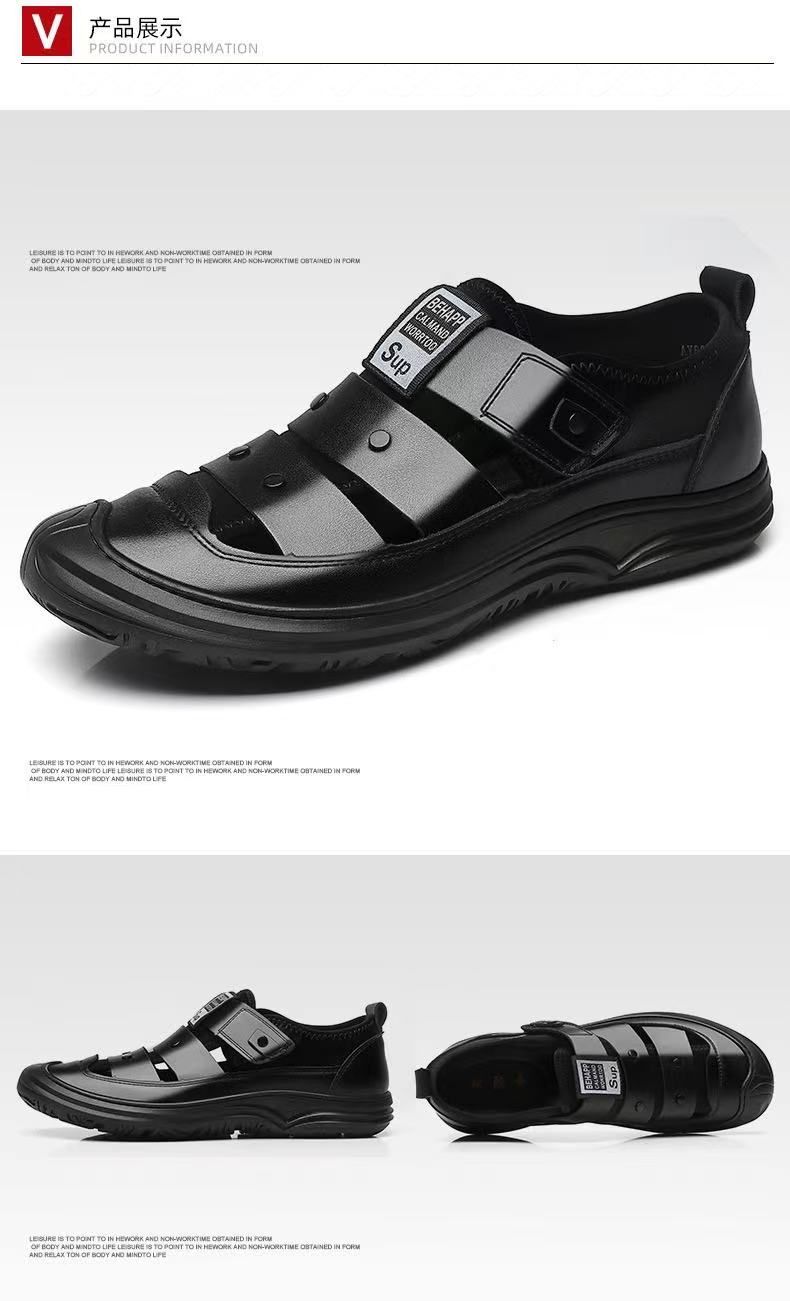 FEELING [New Hot Selling] Men's Sandals Microfiber Leather Closed-Toe Hollow-Out Sandals Outdoor Shoes Casual Shoes Wading Shoes Driving Shoes Work Shoes