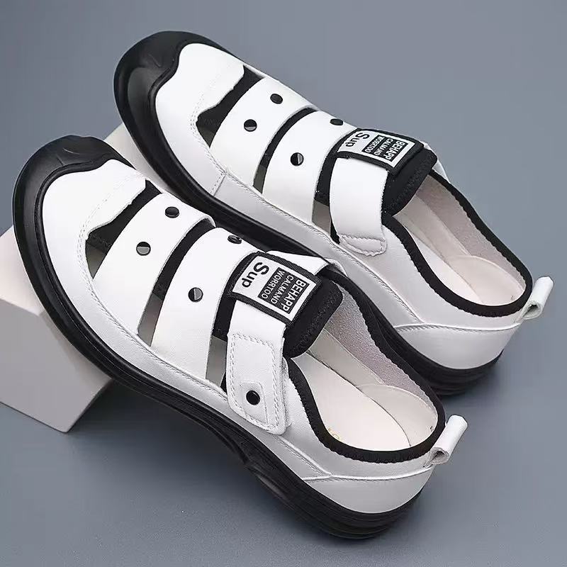 FEELING [New Hot Selling] Men's Sandals Microfiber Leather Closed-Toe Hollow-Out Sandals Outdoor Shoes Casual Shoes Wading Shoes Driving Shoes Work Shoes