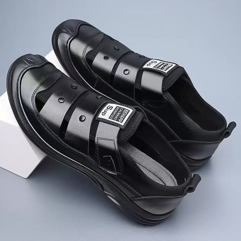 FEELING [New Hot Selling] Men's Sandals Microfiber Leather Closed-Toe Hollow-Out Sandals Outdoor Shoes Casual Shoes Wading Shoes Driving Shoes Work Shoes