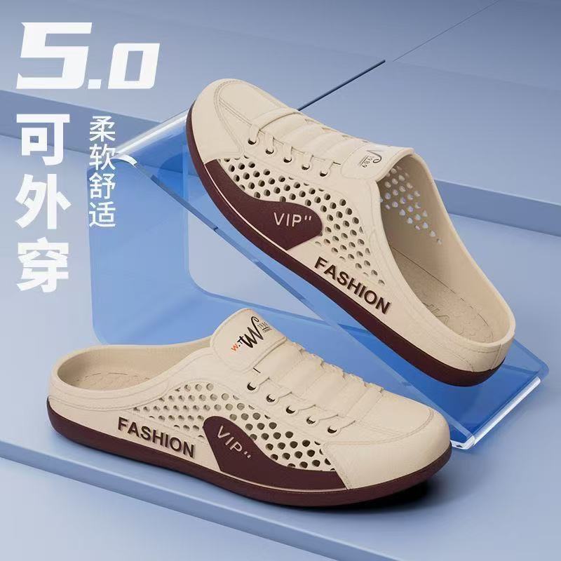 FEELING SIZE36-45 [New Hot Selling] Men's Slip-on Sandals, New Fashion Backless Half-Slippers,Lighter Casual Loafers, Beach Shoes, Outdoor Water Shoes