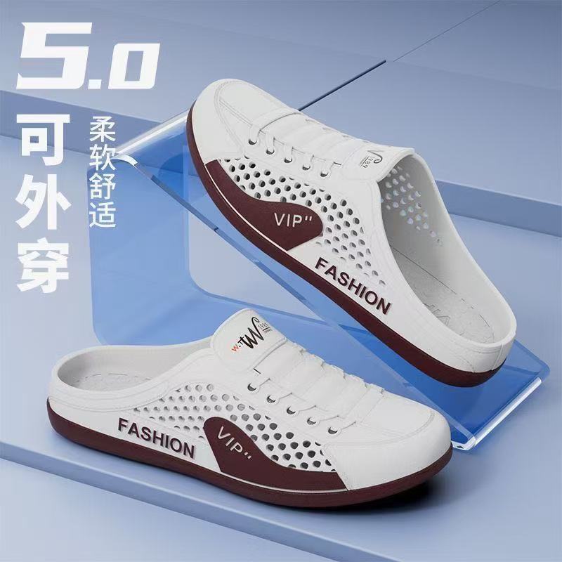 FEELING SIZE36-45 [New Hot Selling] Men's Slip-on Sandals, New Fashion Backless Half-Slippers,Lighter Casual Loafers, Beach Shoes, Outdoor Water Shoes