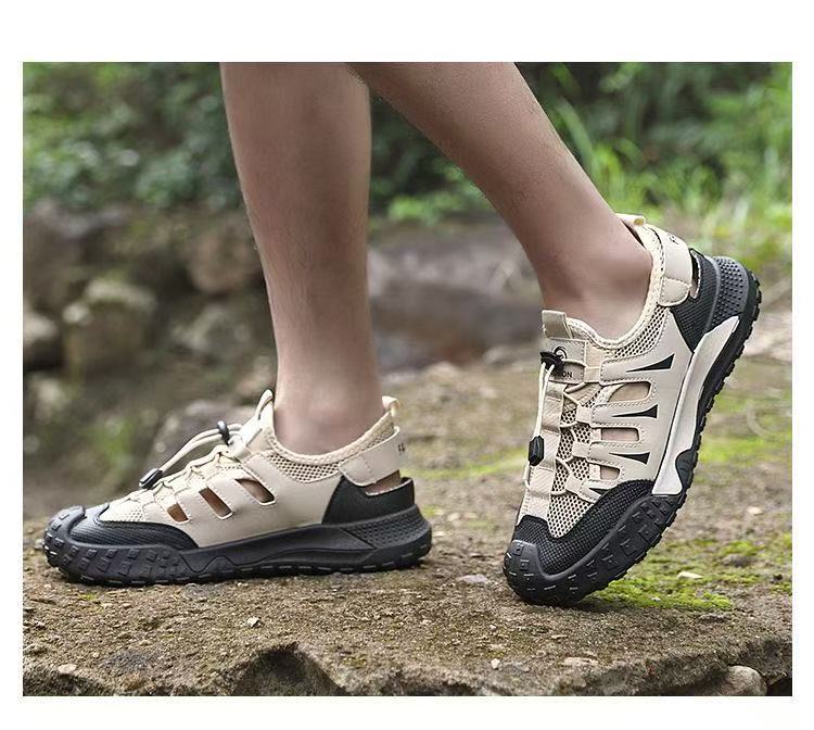FEELING [New Hot Seller] Men's Outdoor Sandals - Breathable, Comfortable, Water-Wading Shoes, Lightweight, Durable, Men's Sports Casual Sandals, Fashionable Hiking Sandals, Beach Shoes, Driving Shoes