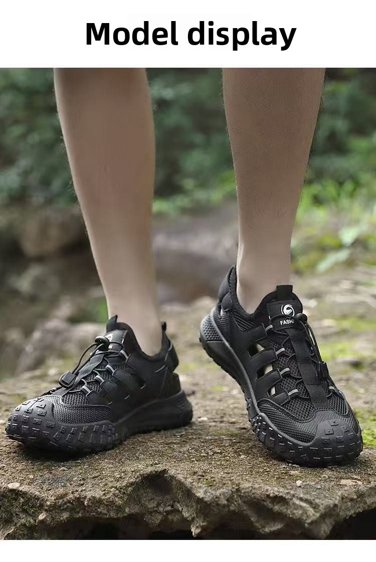 FEELING [New Hot Seller] Men's Outdoor Sandals - Breathable, Comfortable, Water-Wading Shoes, Lightweight, Durable, Men's Sports Casual Sandals, Fashionable Hiking Sandals, Beach Shoes, Driving Shoes