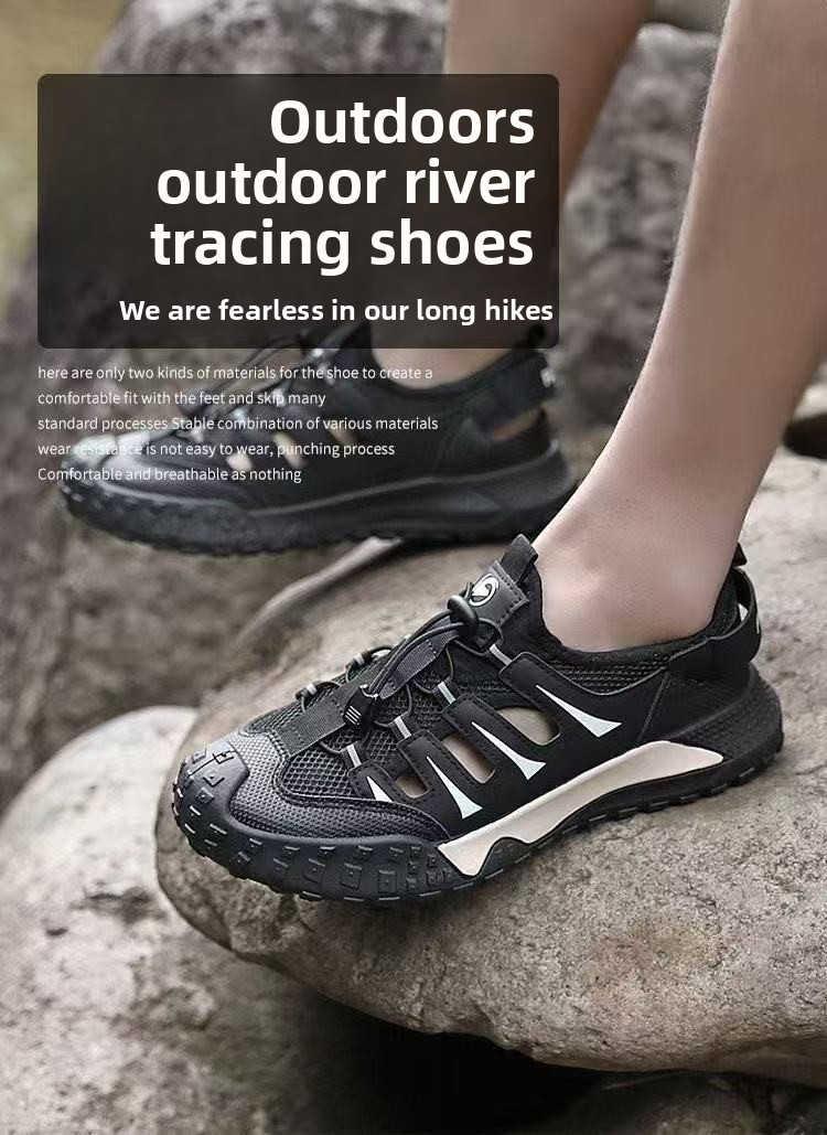 FEELING [New Hot Seller] Men's Outdoor Sandals - Breathable, Comfortable, Water-Wading Shoes, Lightweight, Durable, Men's Sports Casual Sandals, Fashionable Hiking Sandals, Beach Shoes, Driving Shoes