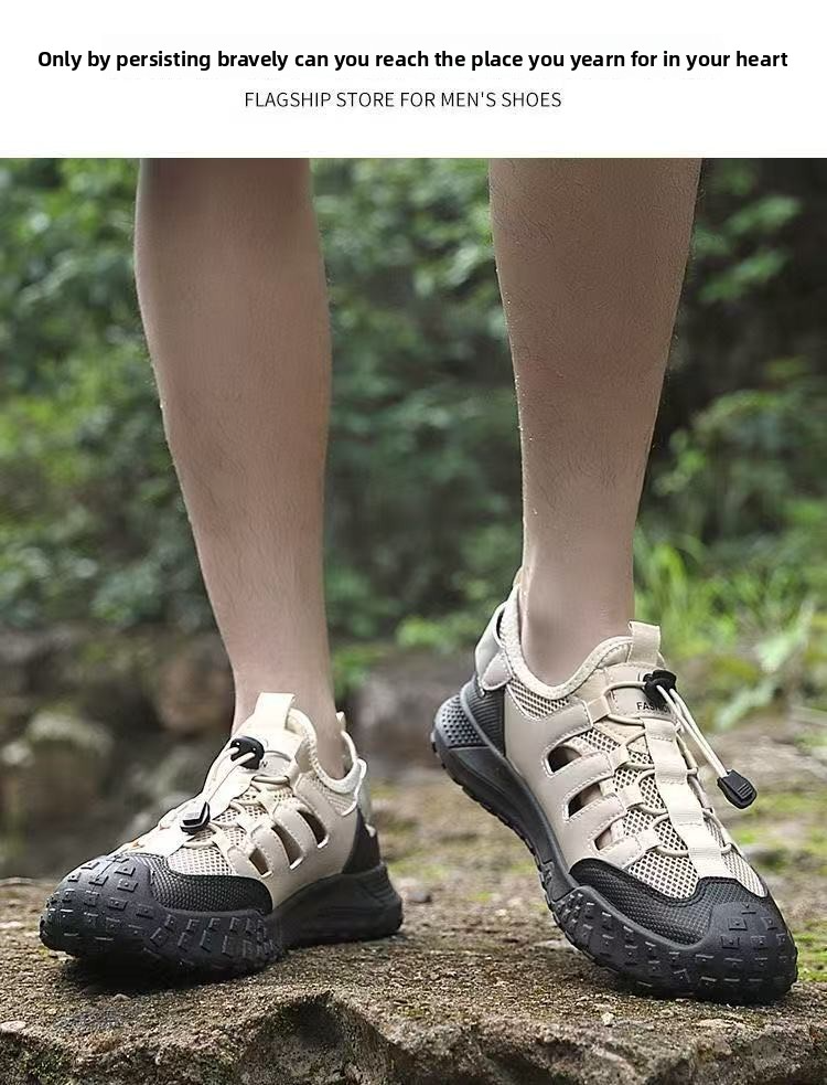 FEELING [New Hot Seller] Men's Outdoor Sandals - Breathable, Comfortable, Water-Wading Shoes, Lightweight, Durable, Men's Sports Casual Sandals, Fashionable Hiking Sandals, Beach Shoes, Driving Shoes