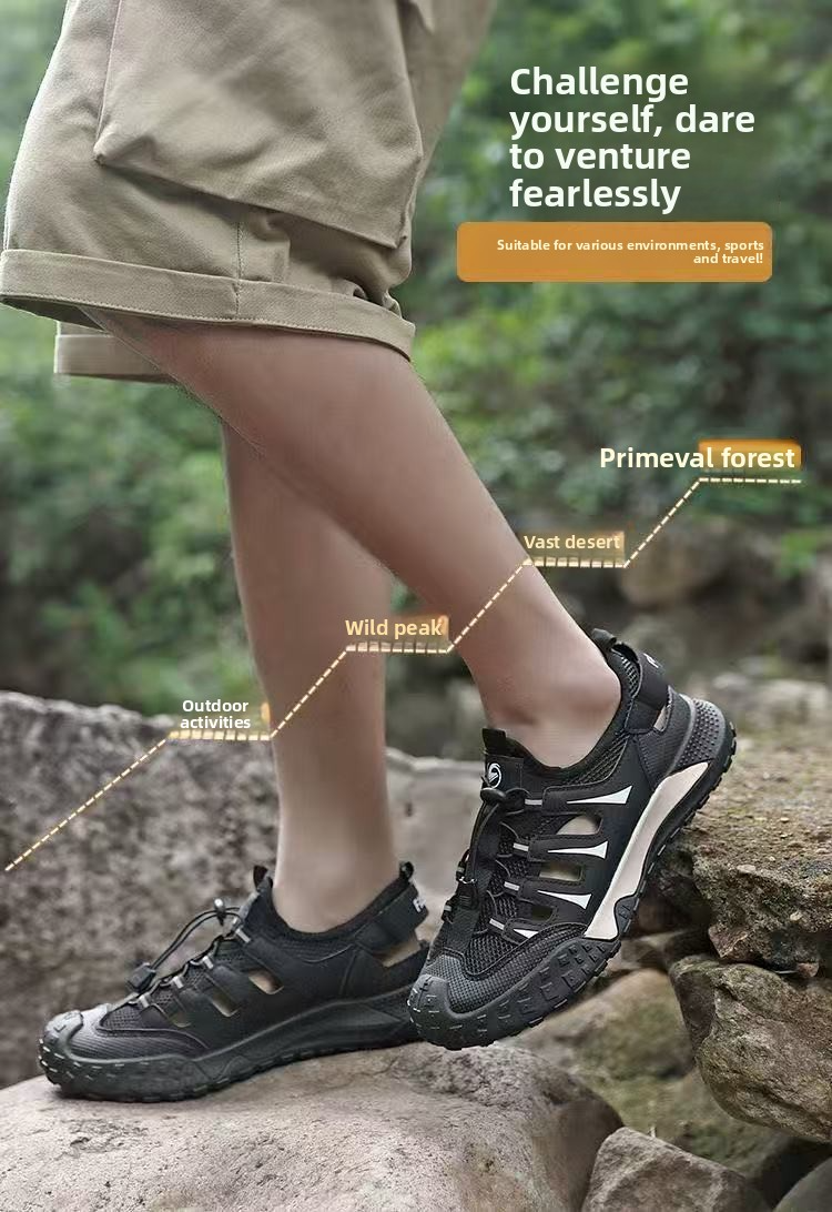 FEELING [New Hot Seller] Men's Outdoor Sandals - Breathable, Comfortable, Water-Wading Shoes, Lightweight, Durable, Men's Sports Casual Sandals, Fashionable Hiking Sandals, Beach Shoes, Driving Shoes