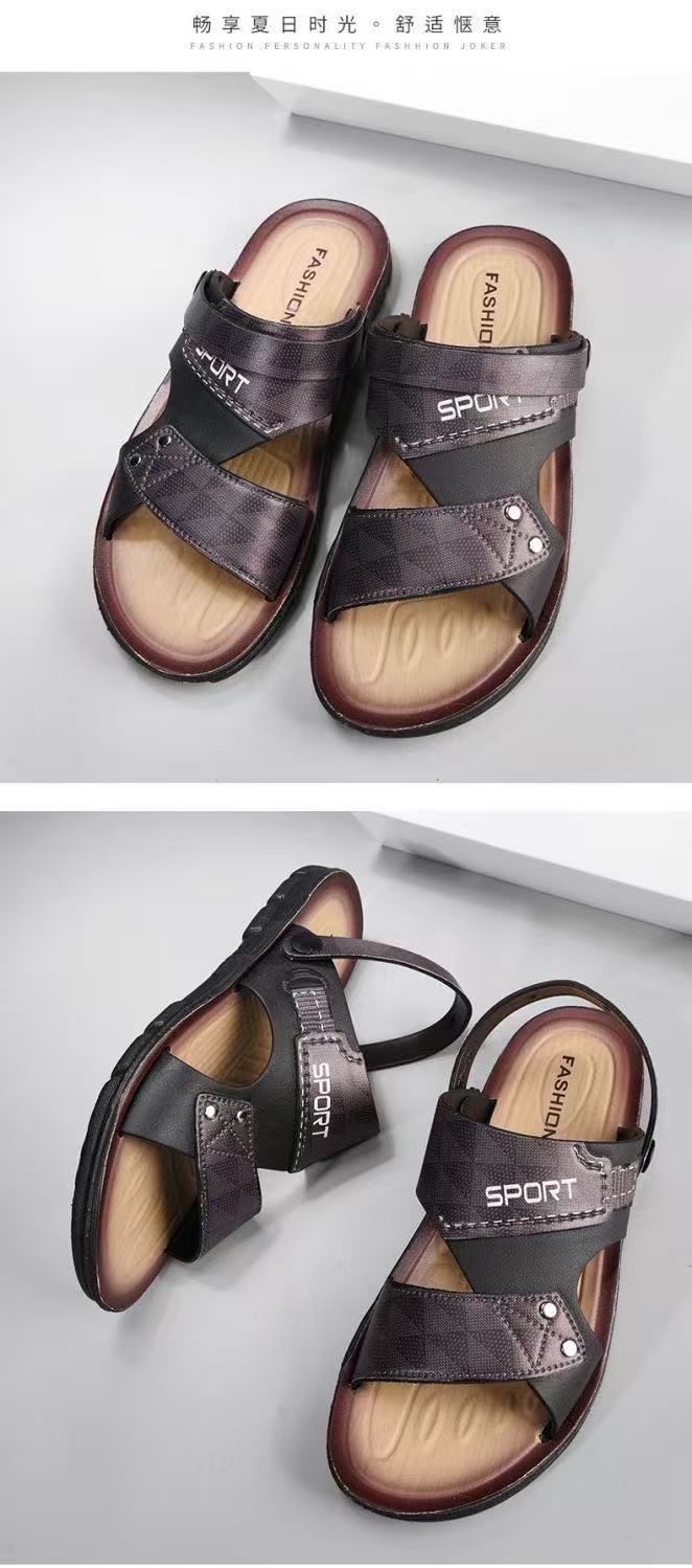 FEELING Sizes 40-48 [New Hot Selling] Men's Sandals Beach Shoes Outdoor Vacation Casual Two-Way Sandals Slippers Wear-Resistant Lightweight Driving Shoes flat shoes