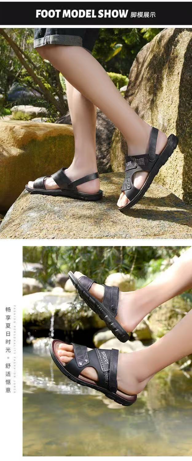 FEELING Sizes 40-48 [New Hot Selling] Men's Sandals Beach Shoes Outdoor Vacation Casual Two-Way Sandals Slippers Wear-Resistant Lightweight Driving Shoes flat shoes