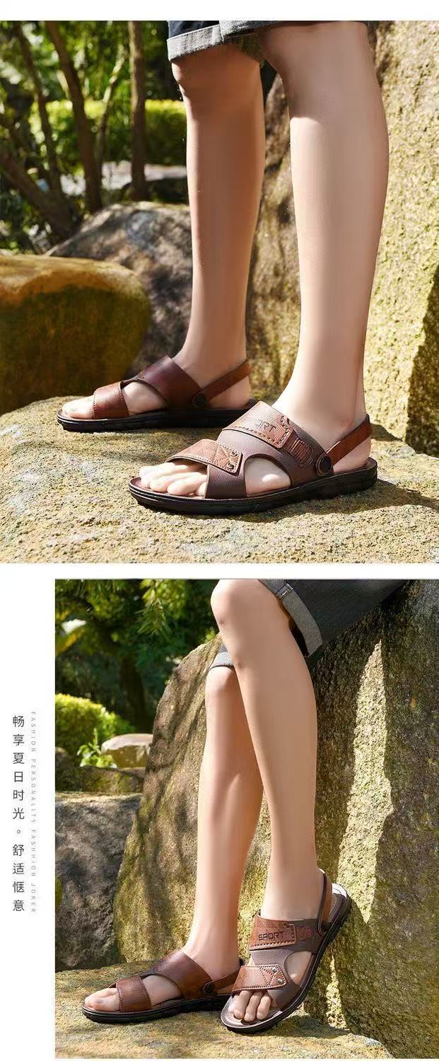 FEELING Sizes 40-48 [New Hot Selling] Men's Sandals Beach Shoes Outdoor Vacation Casual Two-Way Sandals Slippers Wear-Resistant Lightweight Driving Shoes flat shoes