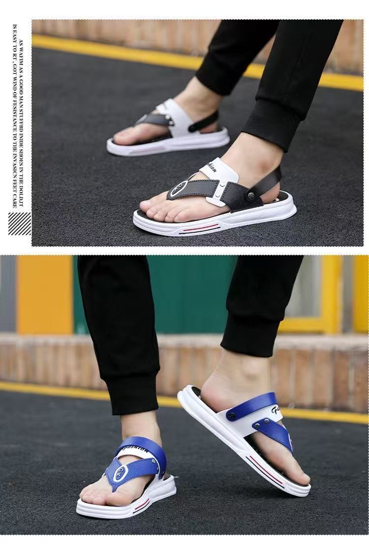 FEELING Sizes 40-49 [New Hot Selling] Men's Sandals, Indoor/Outdoor Reversible Flip-Flops, Beach Shoes, Fashionable Casual Driving Shoes