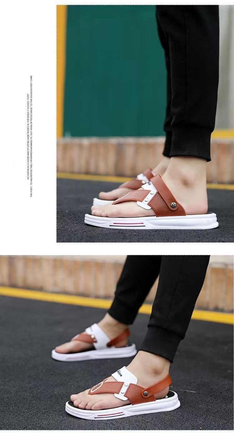 FEELING Sizes 40-49 [New Hot Selling] Men's Sandals, Indoor/Outdoor Reversible Flip-Flops, Beach Shoes, Fashionable Casual Driving Shoes