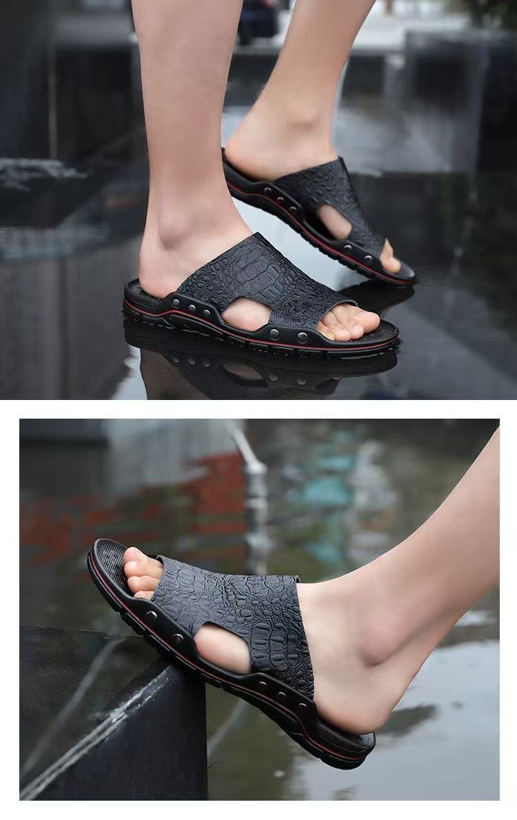 FEELING Sizes 40-48 [New Hot Selling] Men's Sandals, Casual Indoor/Outdoor Dual-Use Slippers, Waterproof, Non-Slip, Lightweight Driving Shoes, Loafers