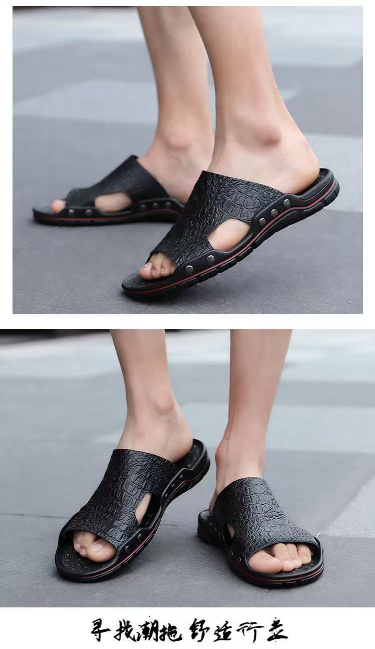 FEELING Sizes 40-48 [New Hot Selling] Men's Sandals, Casual Indoor/Outdoor Dual-Use Slippers, Waterproof, Non-Slip, Lightweight Driving Shoes, Loafers