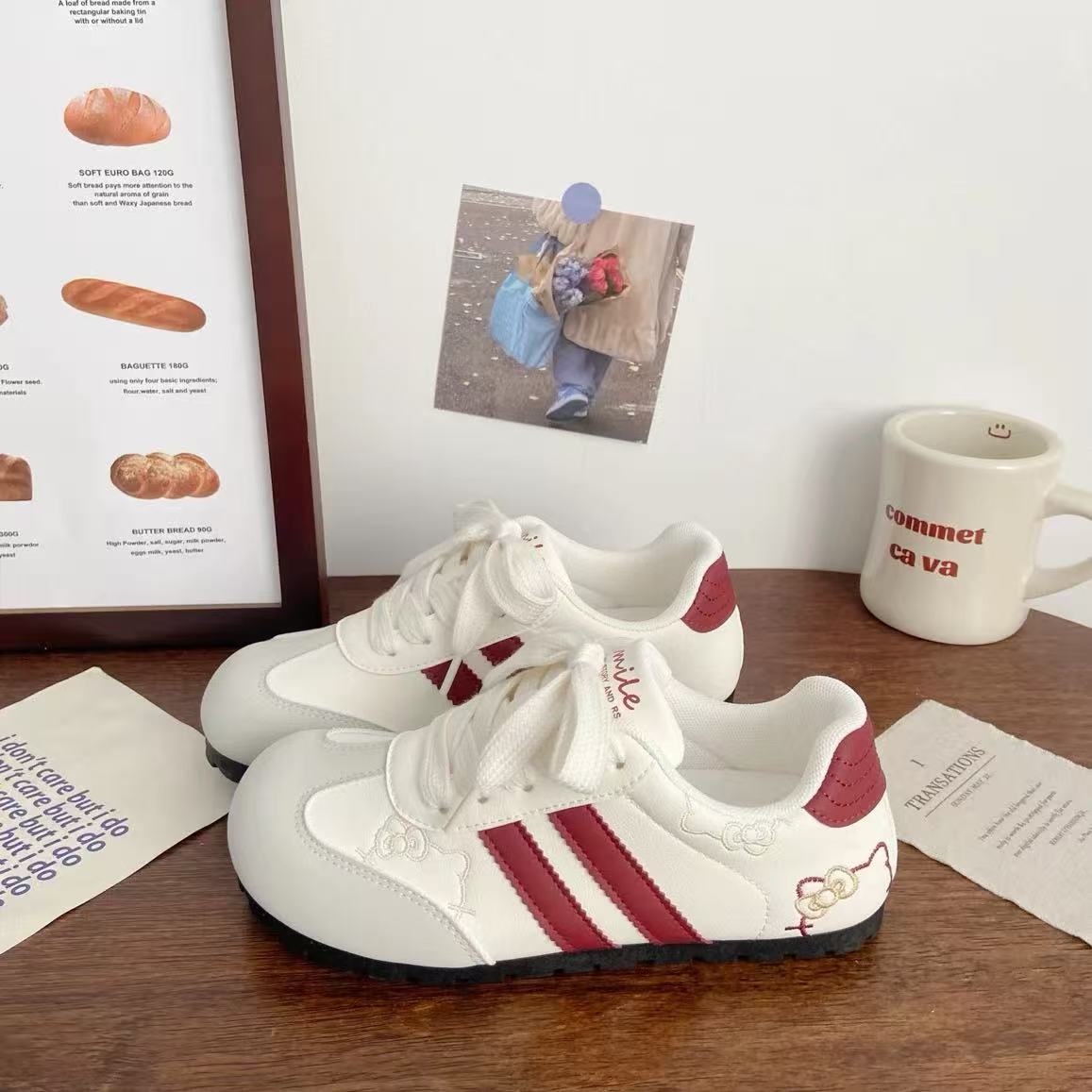 FEELING [New Hot Selling] Fashionable Super Girl Series Women's Sneakers TK Cat Embroidery Design Women's Sneakers Casual Women's Sports Running Shoes