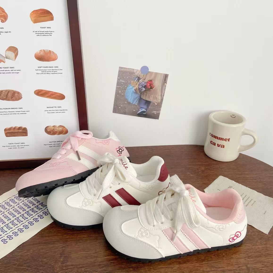 FEELING [New Hot Selling] Fashionable Super Girl Series Women's Sneakers TK Cat Embroidery Design Women's Sneakers Casual Women's Sports Running Shoes