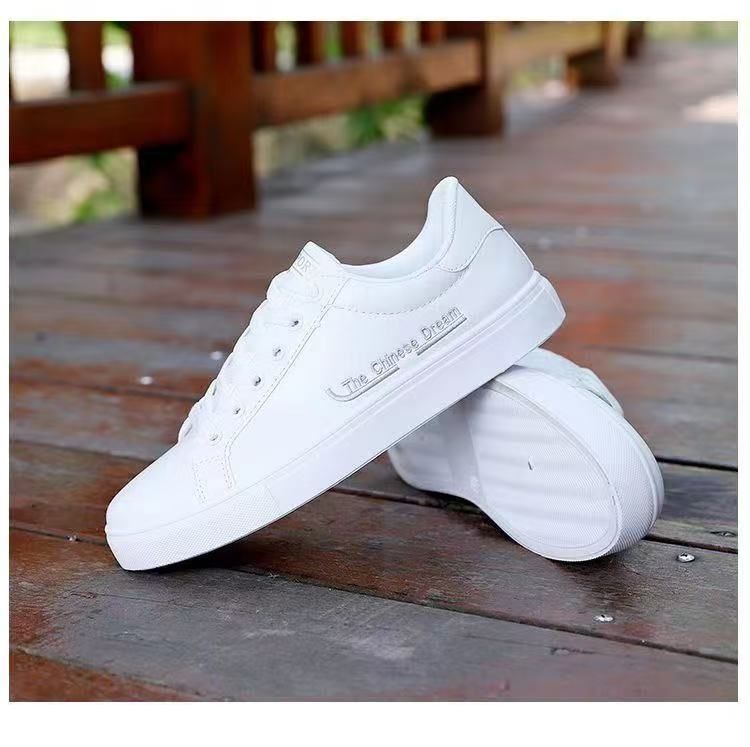 FEELING [Newest·Hot Sale] Fashion Men's White Sneakers Leather Durable Breathable Sports Shoes Flat Shoes Waterproof Men's