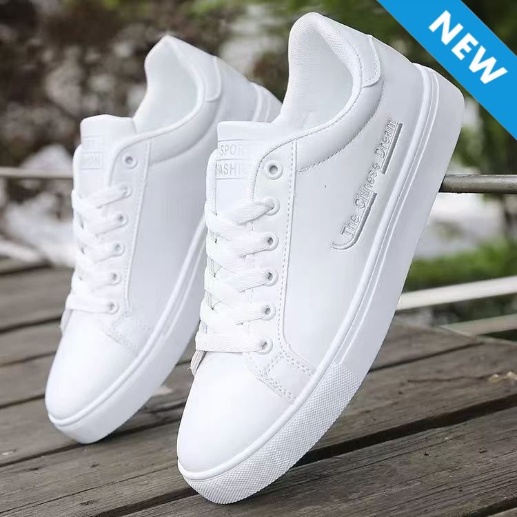 FEELING [Newest·Hot Sale] Fashion Men's White Sneakers Leather Durable Breathable Sports Shoes Flat Shoes Waterproof Men's