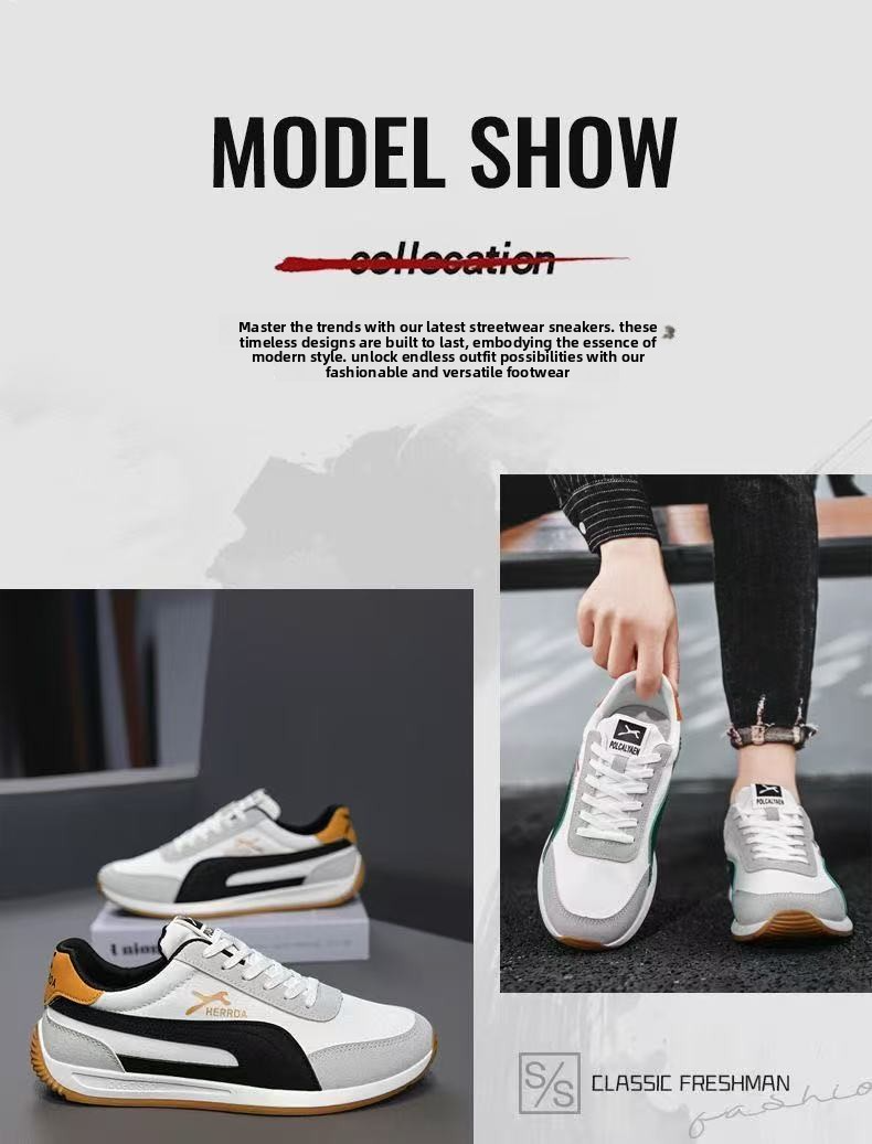 FEELING [New·Hot Sale] Size 40-46 Men's Gump Shoes Sports Shoes Breathable Multi-Material Leather Patchwork Soft Bottom Durable Men's Sports Shoes's Running Shoes