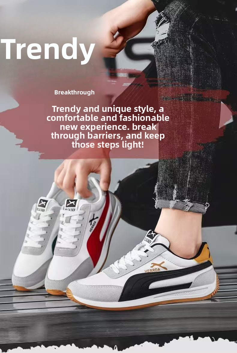 FEELING [New·Hot Sale] Size 40-46 Men's Gump Shoes Sports Shoes Breathable Multi-Material Leather Patchwork Soft Bottom Durable Men's Sports Shoes's Running Shoes