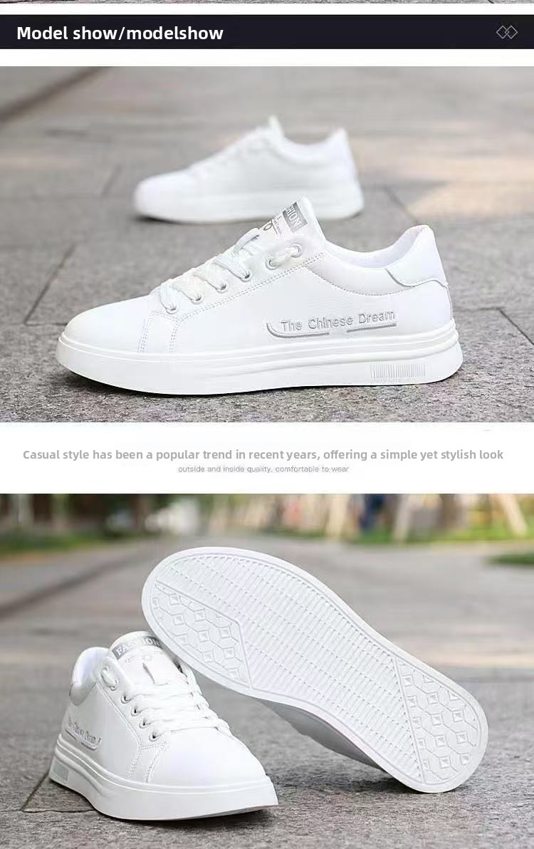 FEELING [Newest·Hot Sale] Fashion Men's White Sneakers Leather Durable Breathable Sports Shoes Flat Shoes Waterproof Men's